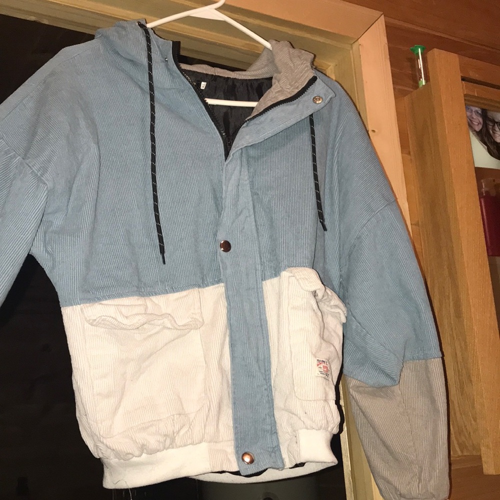 Blue and white corduroy jacket